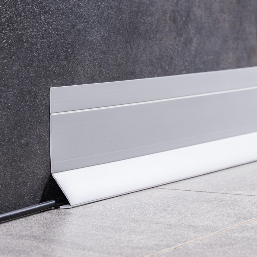 Baghetă Multifuncțională din PVC 4în1 – Panou de Finisare Autocolant, 120 mm, Gri Închis