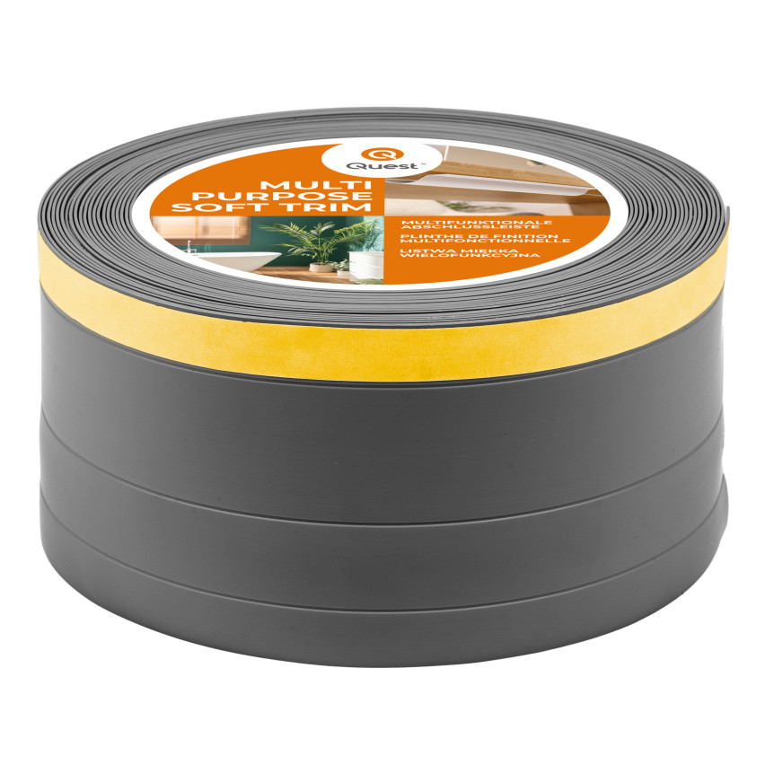 Baghetă Multifuncțională din PVC 4în1 – Panou de Finisare Autocolant, 120 mm, Gri Închis