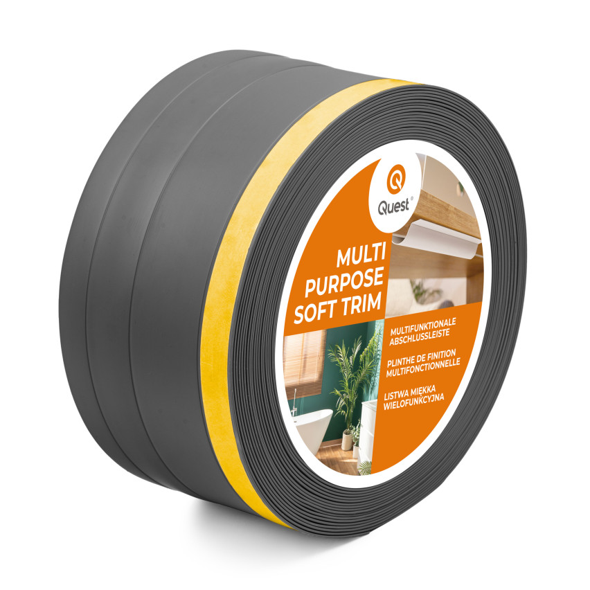 Baghetă Multifuncțională din PVC 4în1 – Panou de Finisare Autocolant, 120 mm, Gri Închis