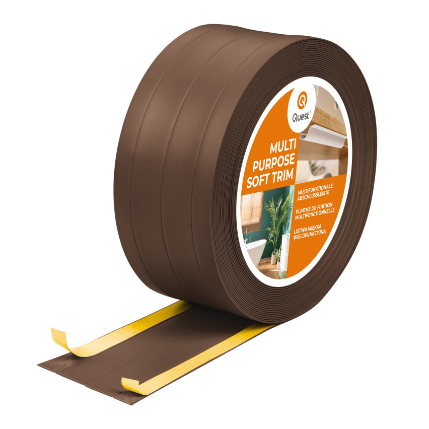 Baghetă Multifuncțională din PVC 4în1 – Panou de Finisare Autocolant, Maro