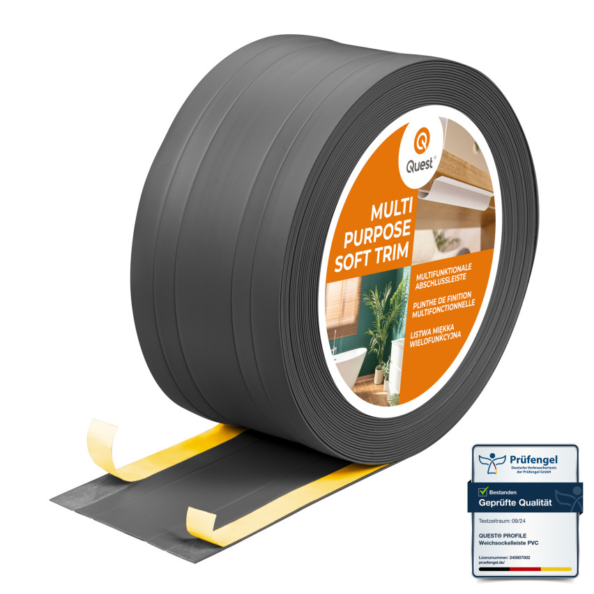 Baghetă Multifuncțională din PVC 2în1 – Panou de Finisaj Autocolant, 110Mm, Gri Închis