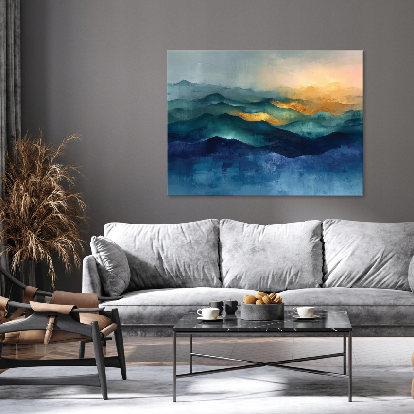 ABSTRACT AUR BLUE MODERN IMAGINE PE PLATĂ DE ZID 40x30