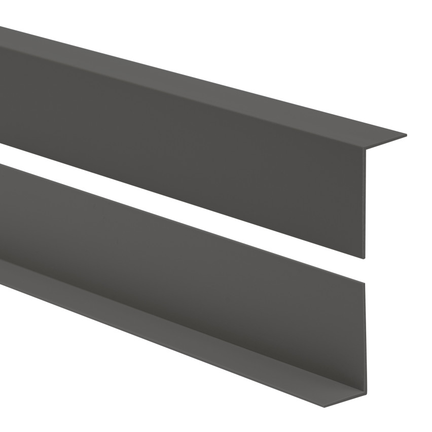 PVC Profil unghiular dur, plastic, protecție pentru margini, gri închis