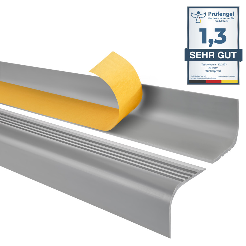 Profil antiderapant pentru scări cu adeziv, 52x40mm, gri