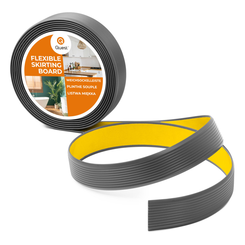 Profil PVC antiderapant autoadeziv, striat, LAP3, 35mm, 5m, gri închis