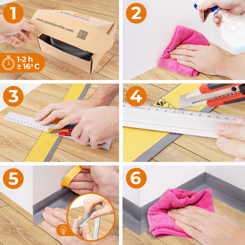 PVC bandă autoadezivă de instalare și finisare pe bandă de spumă 10/10 5m, crem