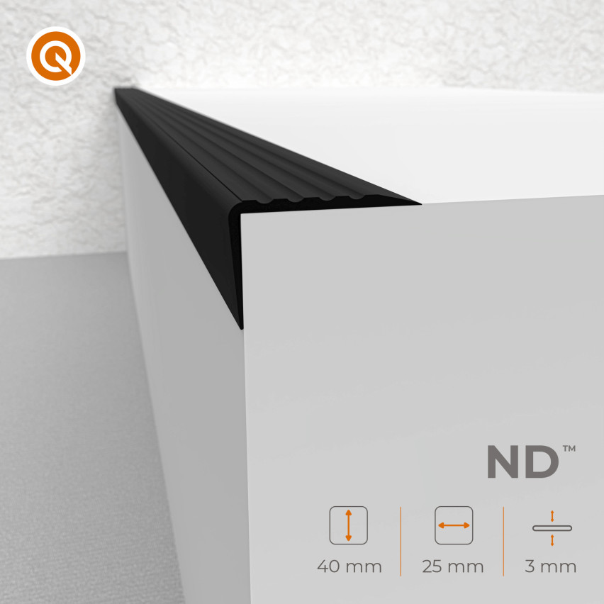 Profil antiderapant scări autoadezive 40x25mm negru