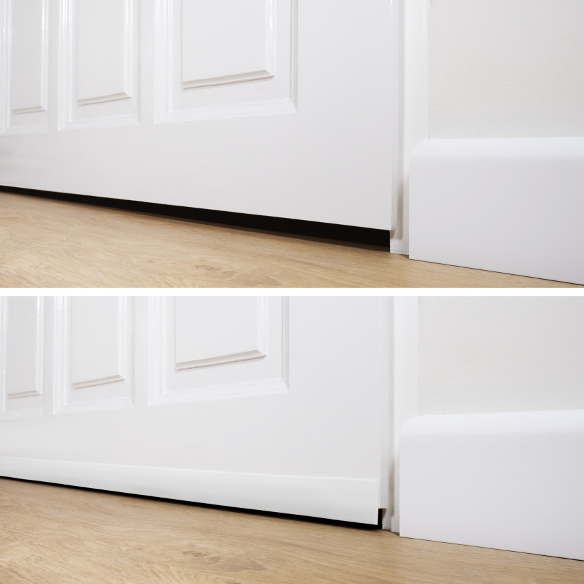 Bandă de acoperire adezivă din PVC, ornament de plastic plat pentru ferestre, profil de capăt alb 5m