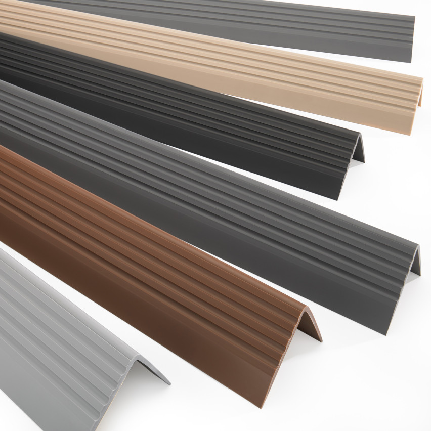 Profil antiderapant pentru scări cu adeziv, 50x42mm, crem, 