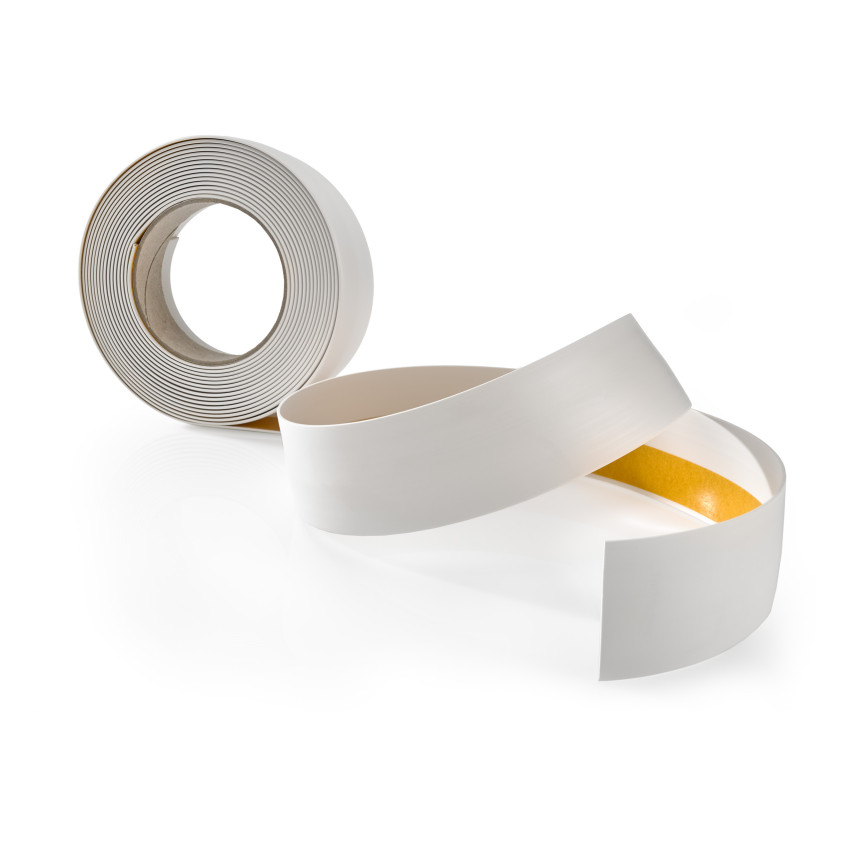 Bandă de acoperire adezivă din PVC, ornament de plastic plat pentru ferestre, profil de capăt alb 5m