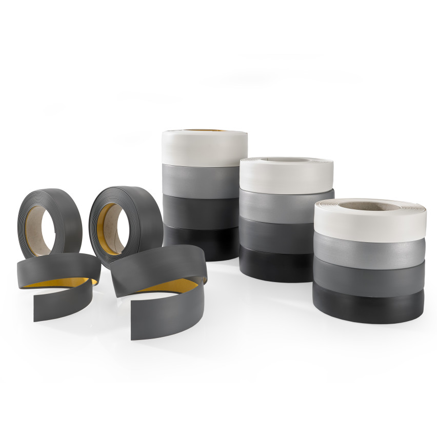 Fâșie de finisare bandă de acoperire autoadezivă bandă de acoperire din PVC plintă de tranziție profil de bord de tranziție bandă plat 5m, grafit