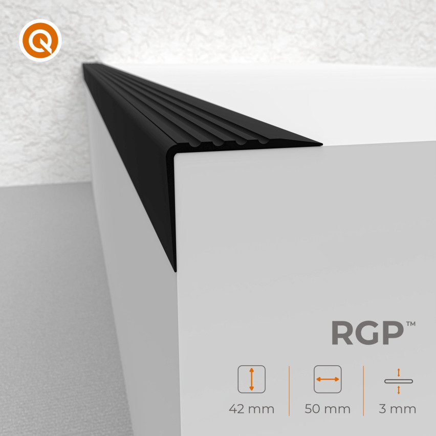 RGP anti-alunecare profil scări 1.5m negru / argintiu