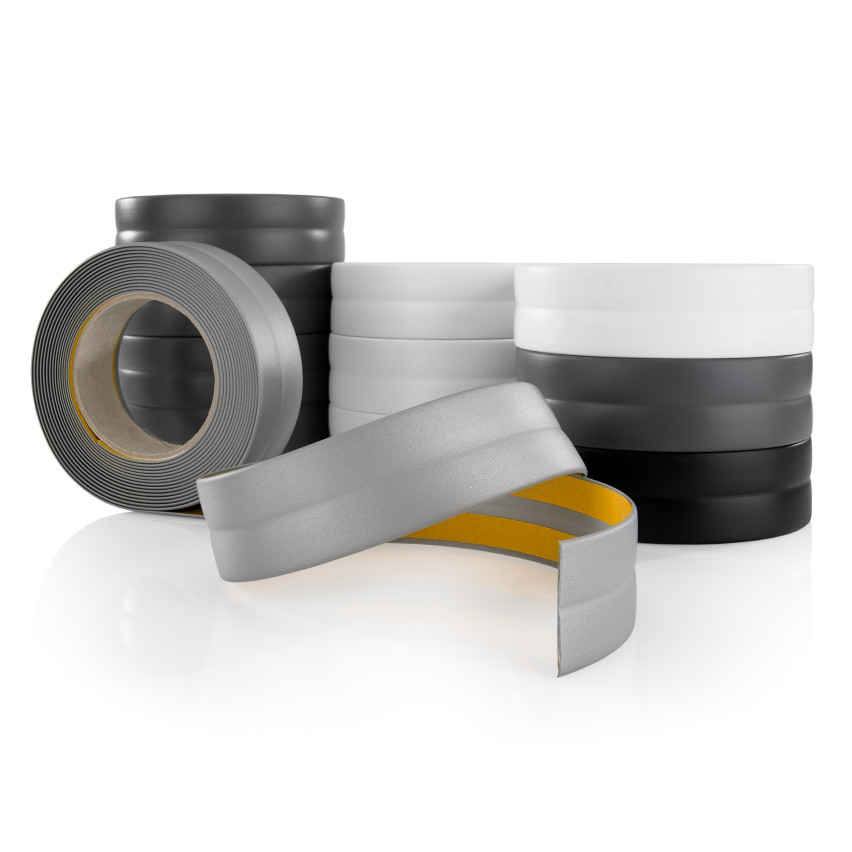 Listă de finisare autoadezivă din PVC, gri