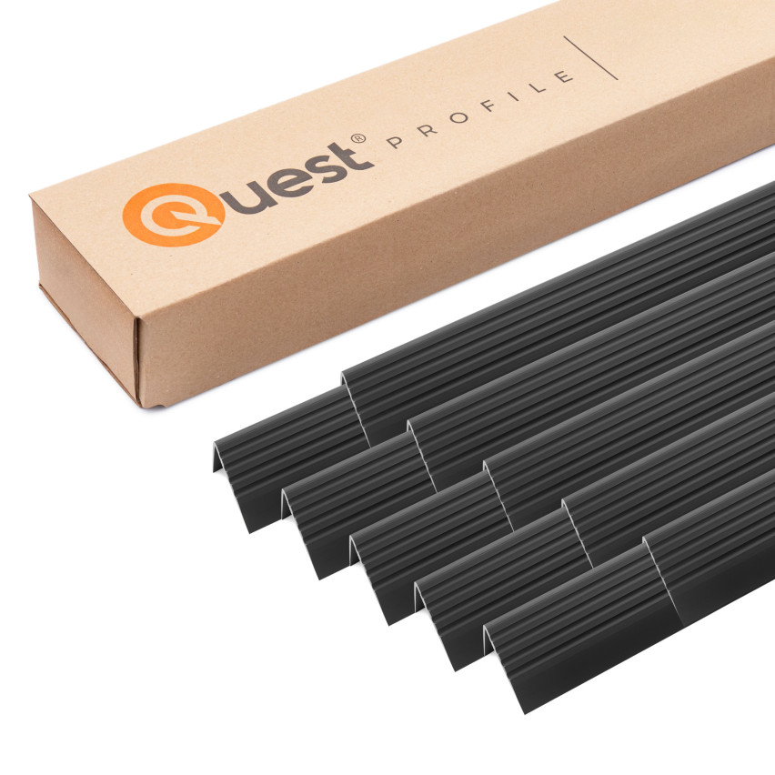 Profil antiderapant pentru scări cu adeziv 50x42mm, 100 cm negru - Set