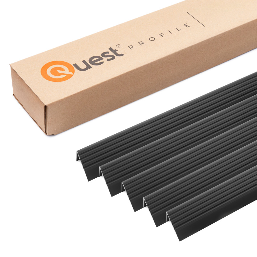 Profil antiderapant pentru scări cu adeziv 50x42mm, 100 cm negru - Set