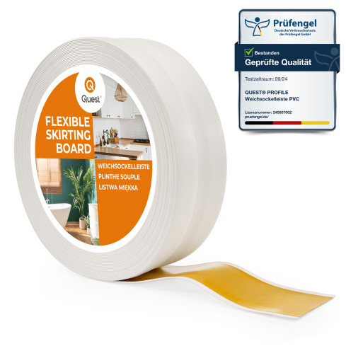 Plinta moale autoadezivă 32x23 mm, tapet flexibil pentru bucătărie și baie, plintă PVC, bandă de etanșare, alb