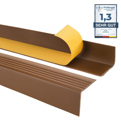 Profil antiderapant pentru scări cu adeziv, 50x42mm, maro, 