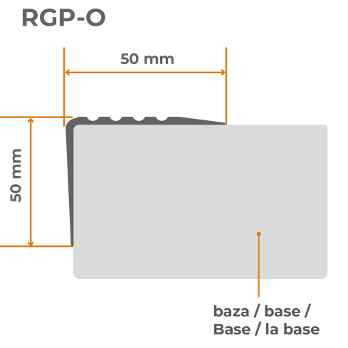 Profil scară de avertizare antiderapant, autoadeziv RGP-O 50x50 mm roșu